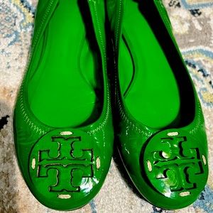 Tory Burch Green Reva Ballet Flats size 6